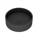 Kasta-Lux FIC above counter 40cm ribbed round basin with pop up waste | Charcoal