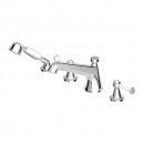 Agorà Classic Hob Mount Bath Set with White Ceramic Lever Handles