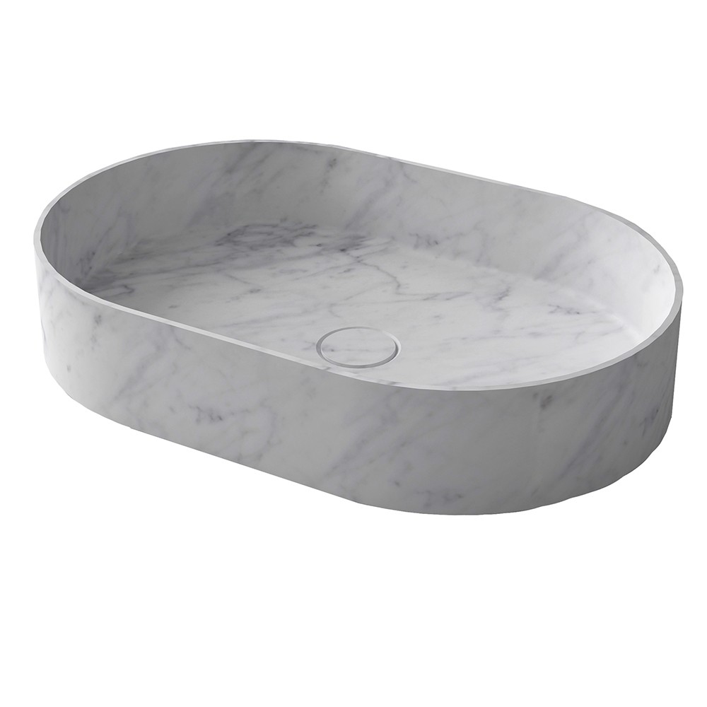 ARCISTONE 580 x 380 x 110mm above counter basin - Carrera Marble |  Streamline Products