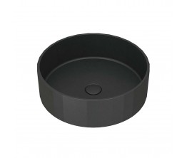 Kasta-Lux FIC above counter 43cm faceted round basin with pop up waste | Charcoal