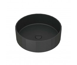 Kasta-Lux FIC above counter faceted round basin with pop up waste | Charcoal