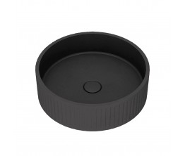 Kasta-Lux FIC above counter 40cm ribbed round basin with pop up waste | Charcoal