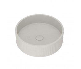 Kasta-Lux FIC above counter ribbed round basin with pop up waste | White Stone