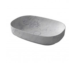 Synergii Stone 550 x 380 x 120mm above counter basin - Carrera Marble