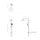 Axus twin shower column Ø250mm shower head, Fusion-Air handshower | bottom diverter_Tech