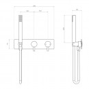 Axus Pin Shower mixer with diverter and handshower with plate_tech