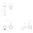 Axus Pin Lever Wall Mount Basin/Bath Mixer 2 plates - lever up - 150mm spout _Tech