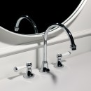 Agorà Classic Basin Set with White Ceramic Lever handles and High Spout_Hero